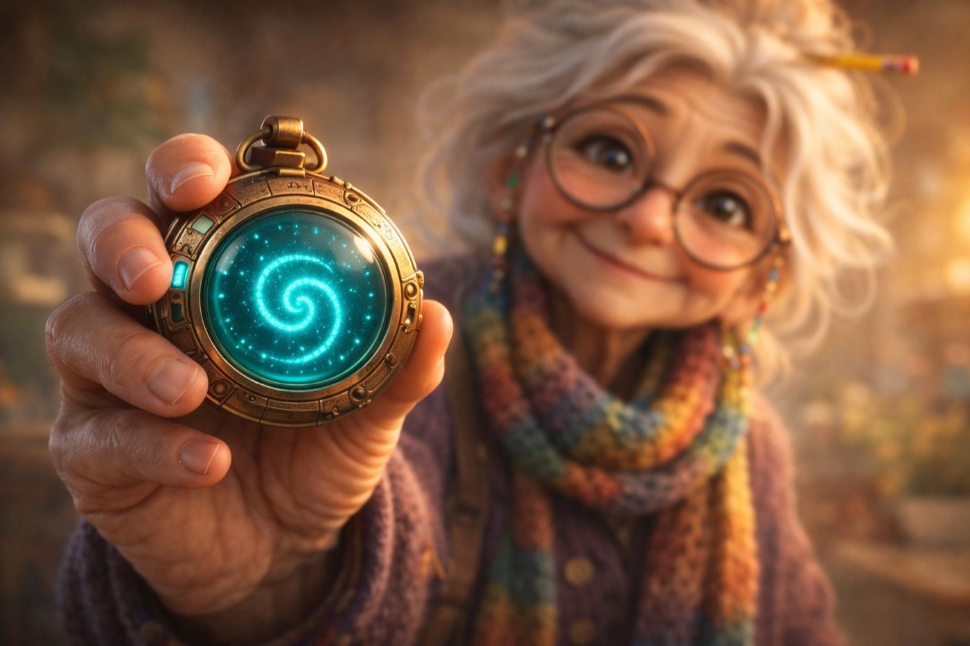 Pani Hedviga podáva svietiaci prístroj Echo