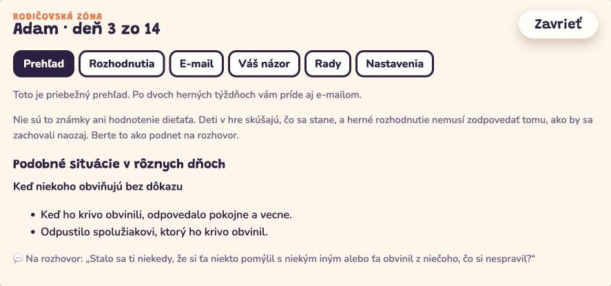 Rodičovská zóna: podobné situácie v rôznych dňoch a otázka na rozhovor